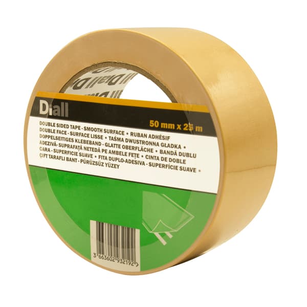 Cinta doble cara amarillo 50 mmx25 m diall