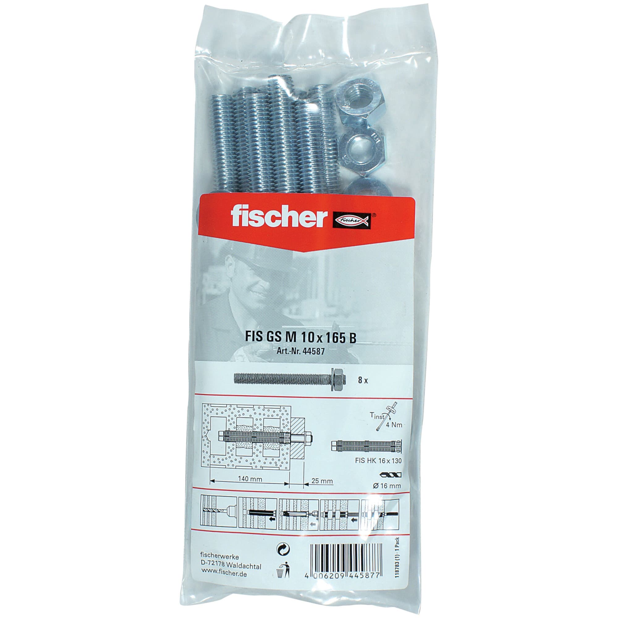 Esparrago gs m10 165mm 8 ud fischer