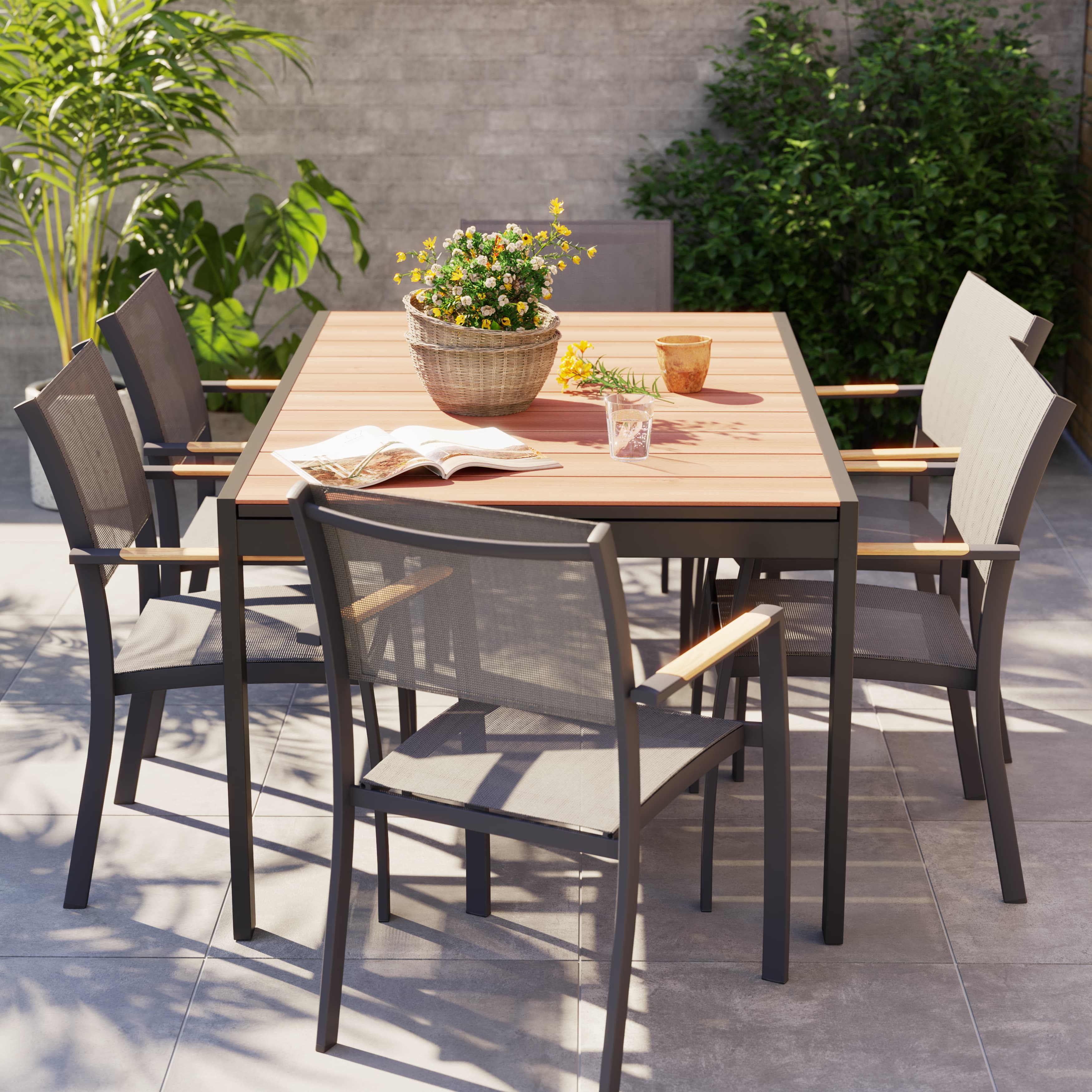 Conjunto de jardín de aluminio para 6 personas vao goodhome
