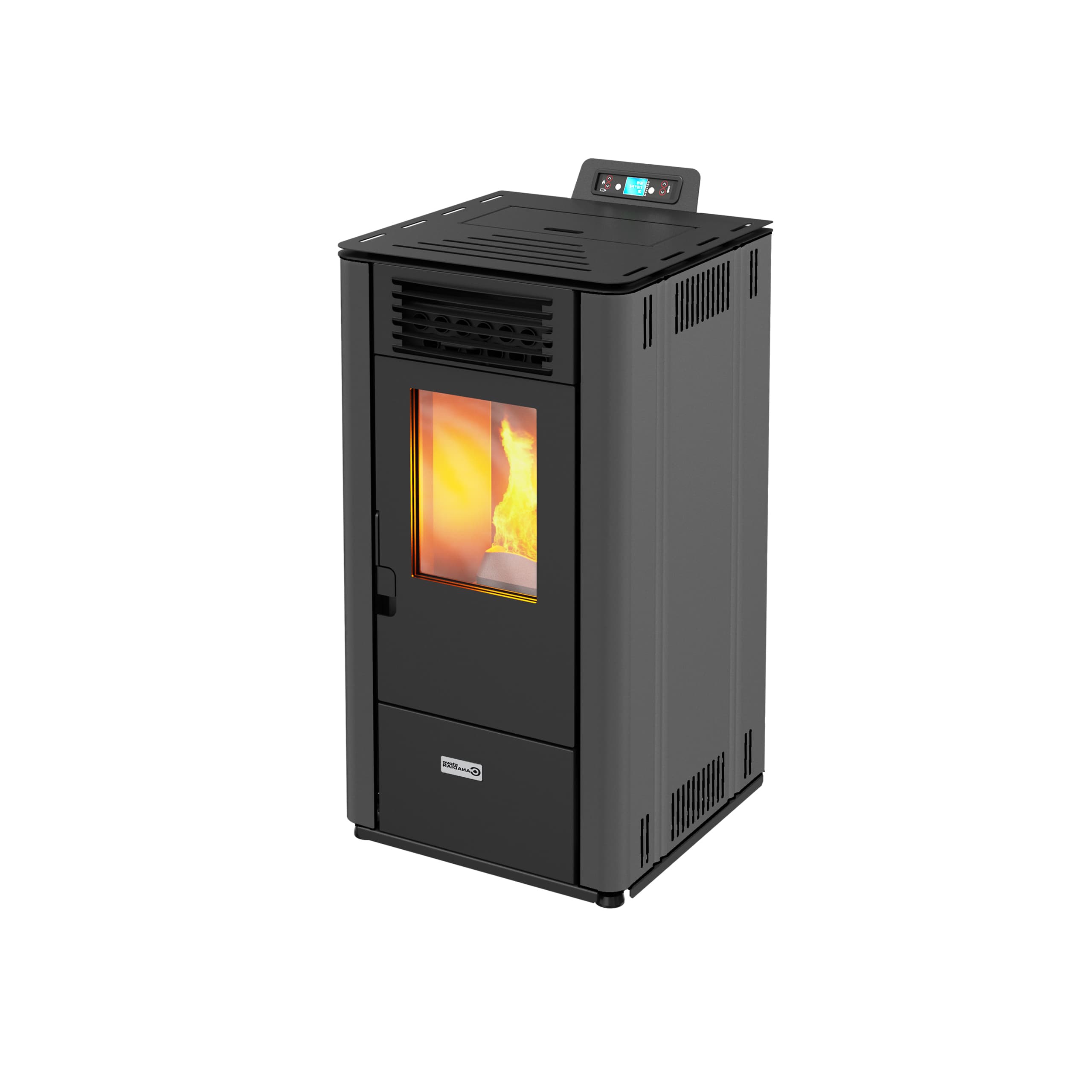 Estufa de pellet canalizable steel 12c 10kw gris stove canadian
