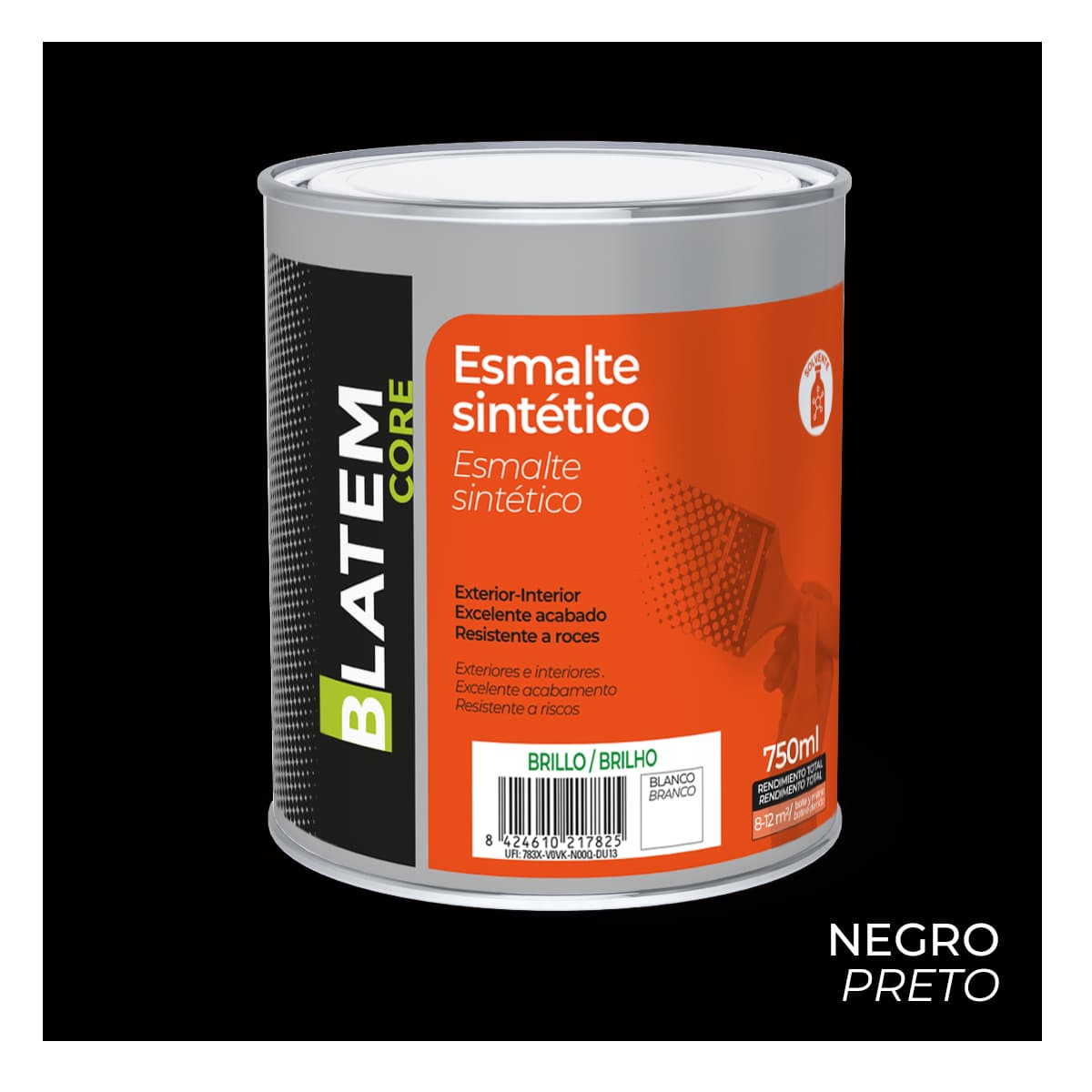 Esmalte sintético brillo negro 750ml blatem core