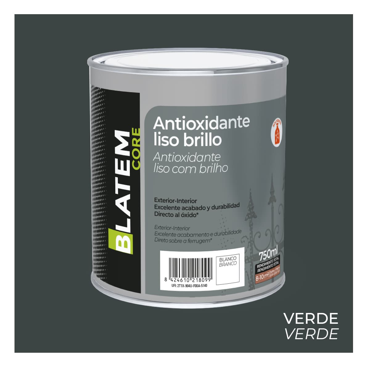 Esmalte antioxidante sintético liso brillo verde 750ml blatem core