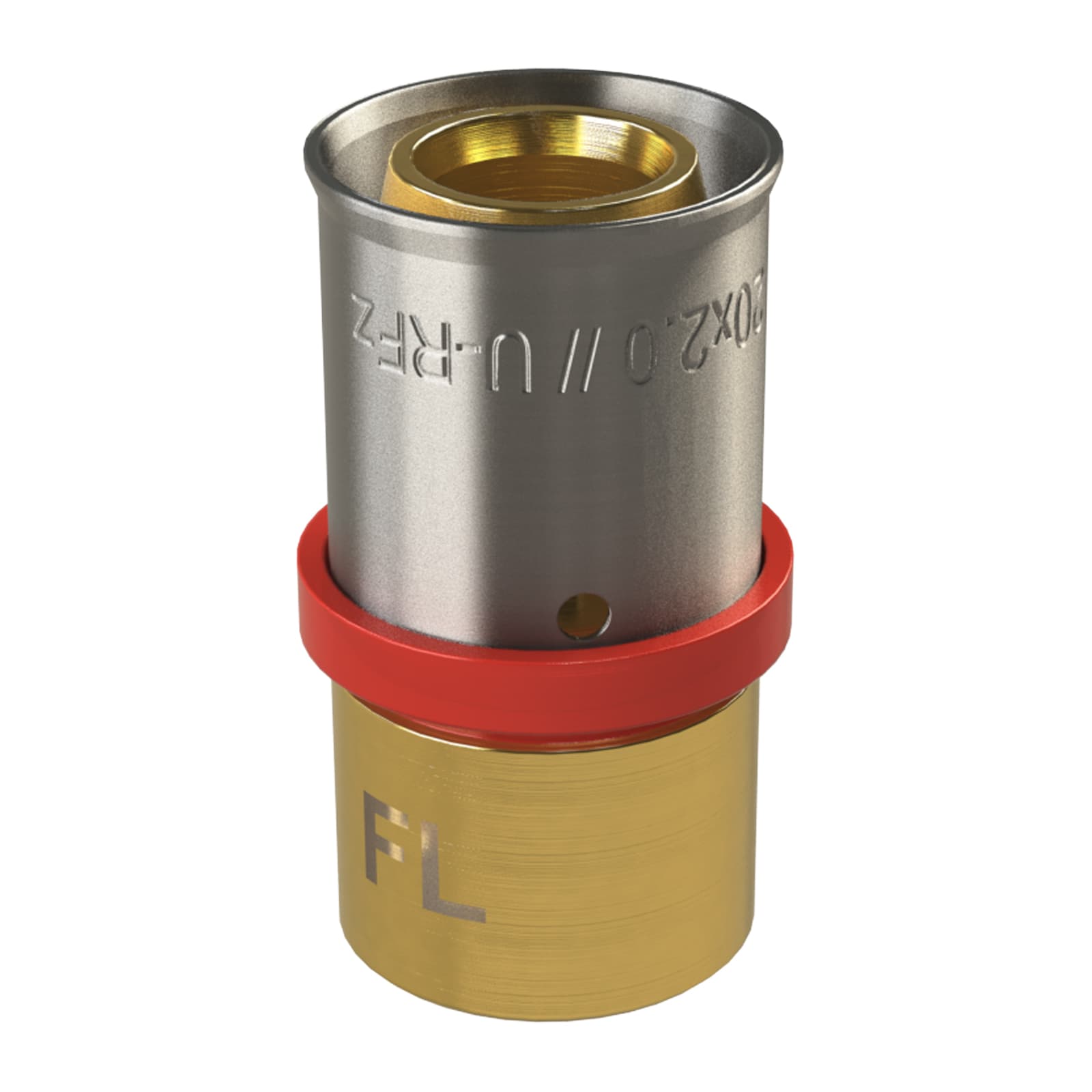 Adaptador cu-mult. press ø15xø20 tipo u-rojo