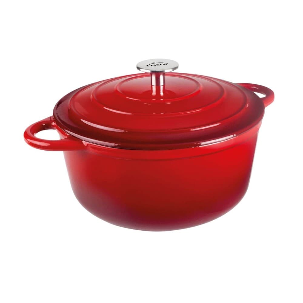 Olla de hierro fundido, 24 cm, color rojo - Lacor