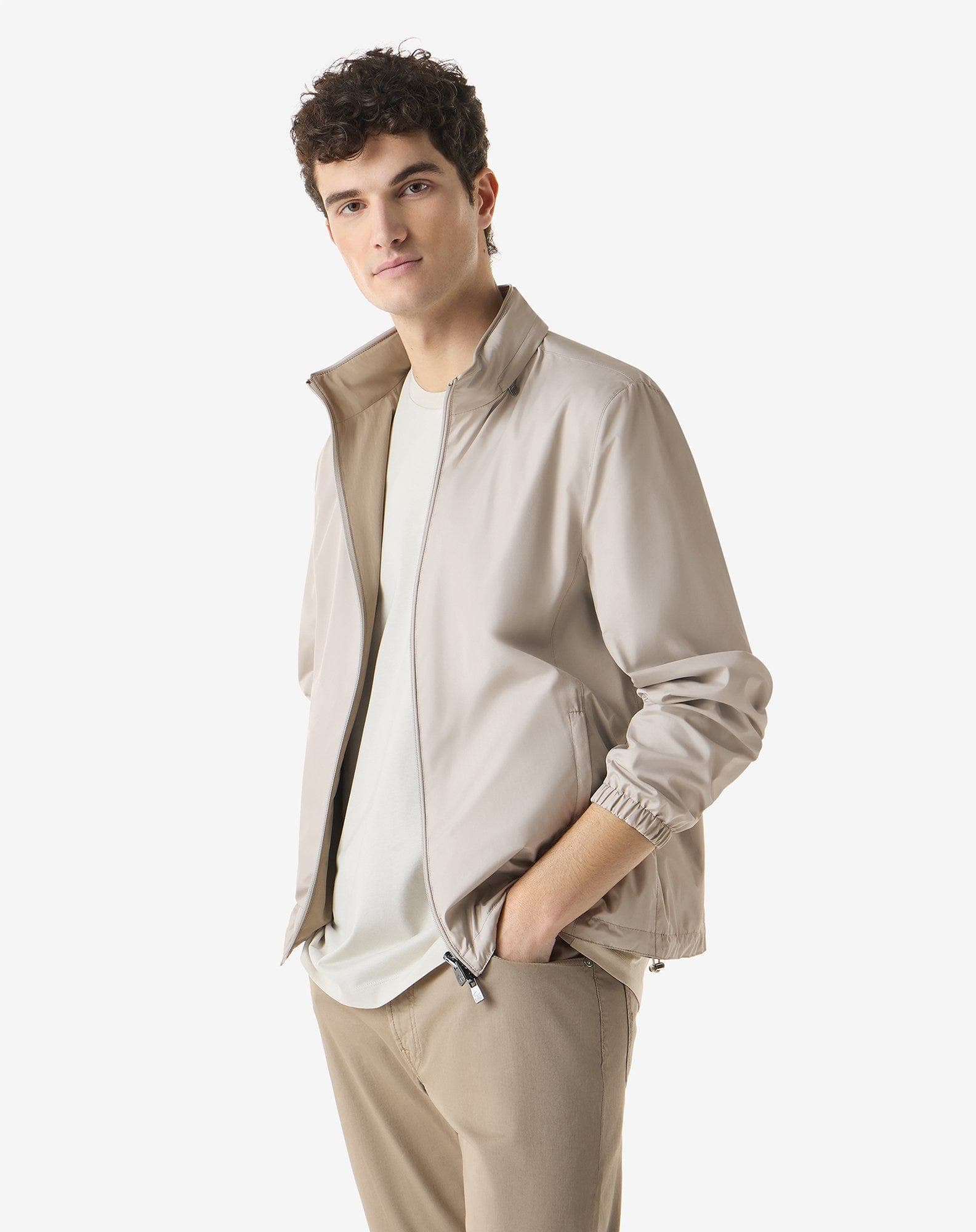 Grey jacket made from ultra light technical fabric