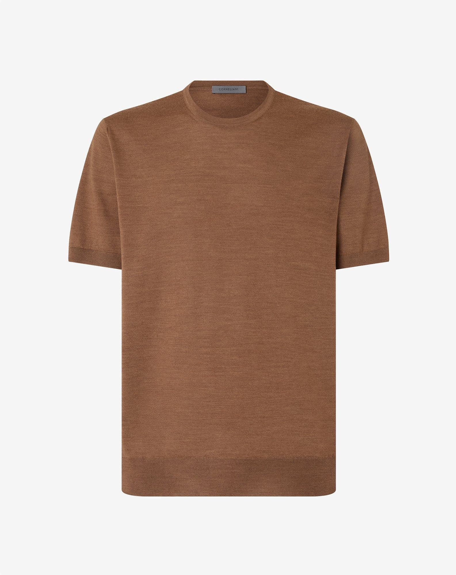 Brown ultra fine 120’s wool crew neck jumper