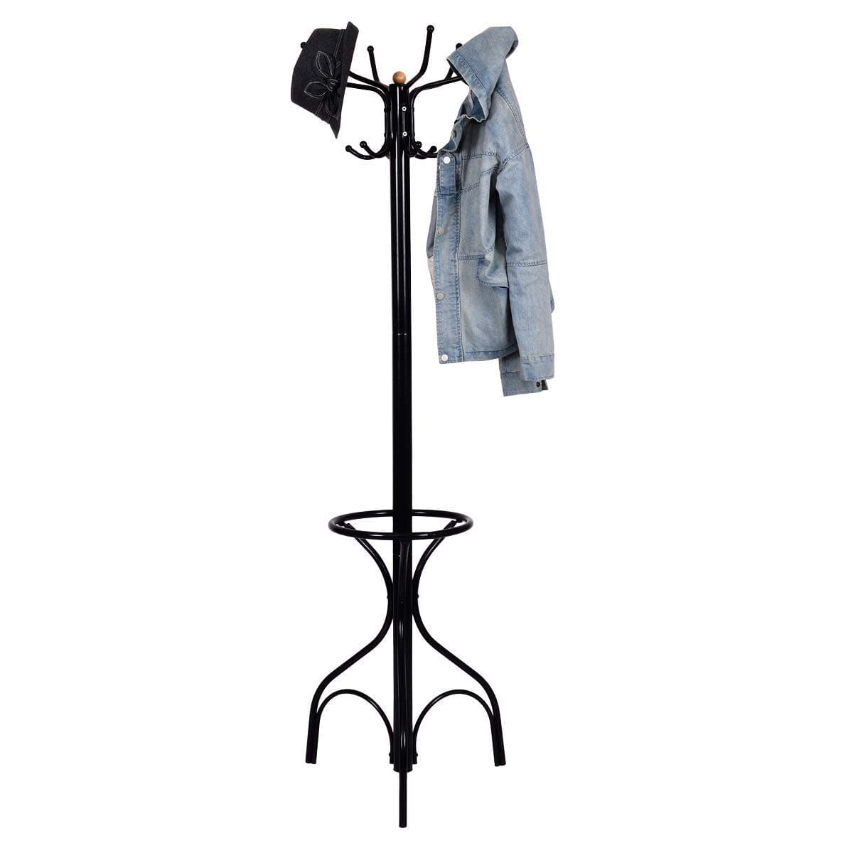 Costway Perchero de Pie Soporte para Ropa Sombrero Metal Negro