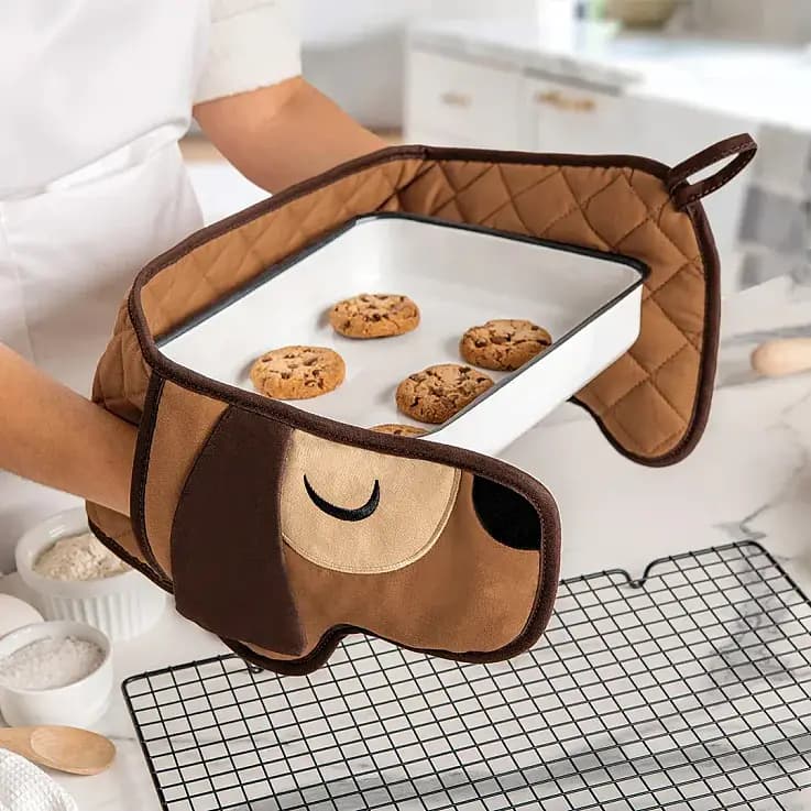 Manoplas de cocina en forma de perro salchicha