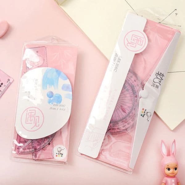 4Pcs Transparent Soft Ruler Kawaii Accessories 15cm 20cm Drawing Tool Papeleria School Supplies Stationery School Rules Set