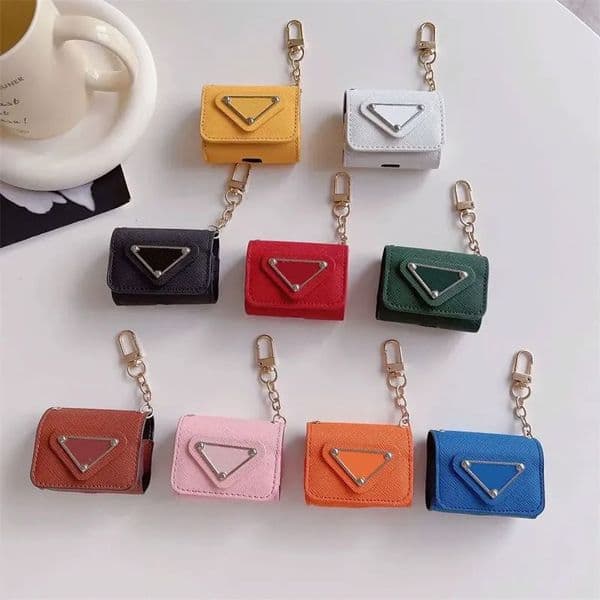 Luxury Brand Colorful Earphone Package airpods pro case Leather Air Pods 1 2 3 Earphones Case Apple Airpod Pro Bluetooth Ear Phones Protector Key
