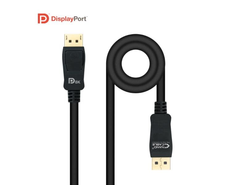 Nanocable Cable DISPLAYPORT 1.4 CERTIFICADO VESA, DP/M – DP/M, Negro, 0.5 m