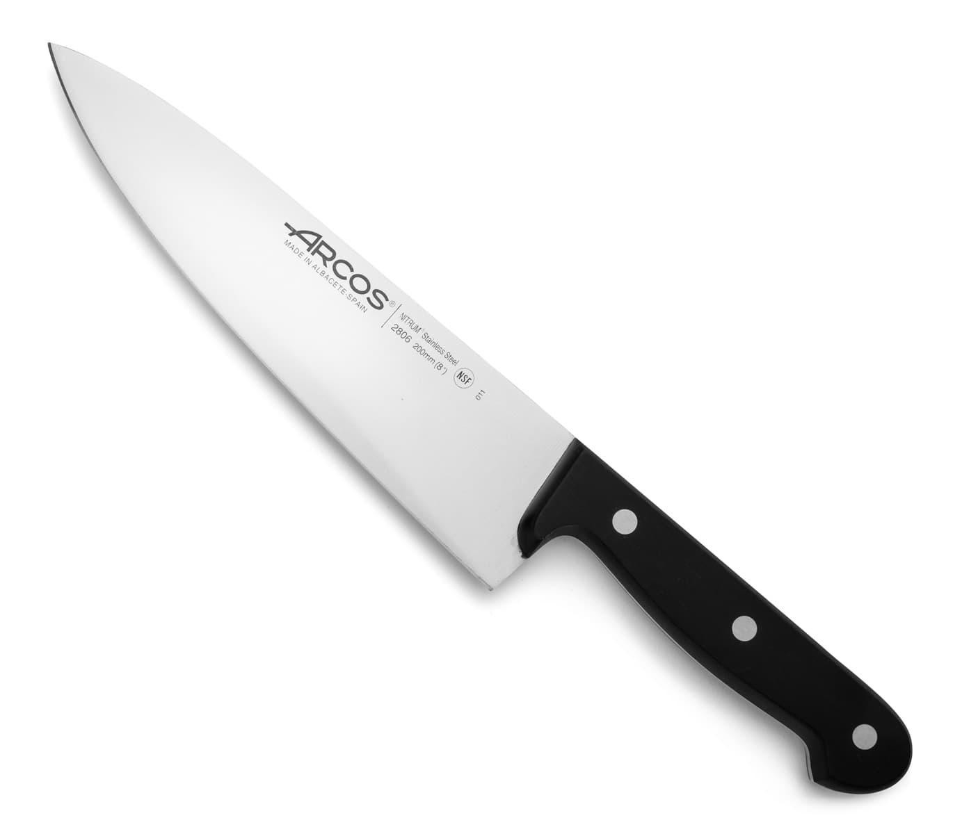 Cuchillo de cocinero Arcos Universal 280604 de Acero Nitrum, con Mango de Polioximetileno y hoja de 20 cm en estuche