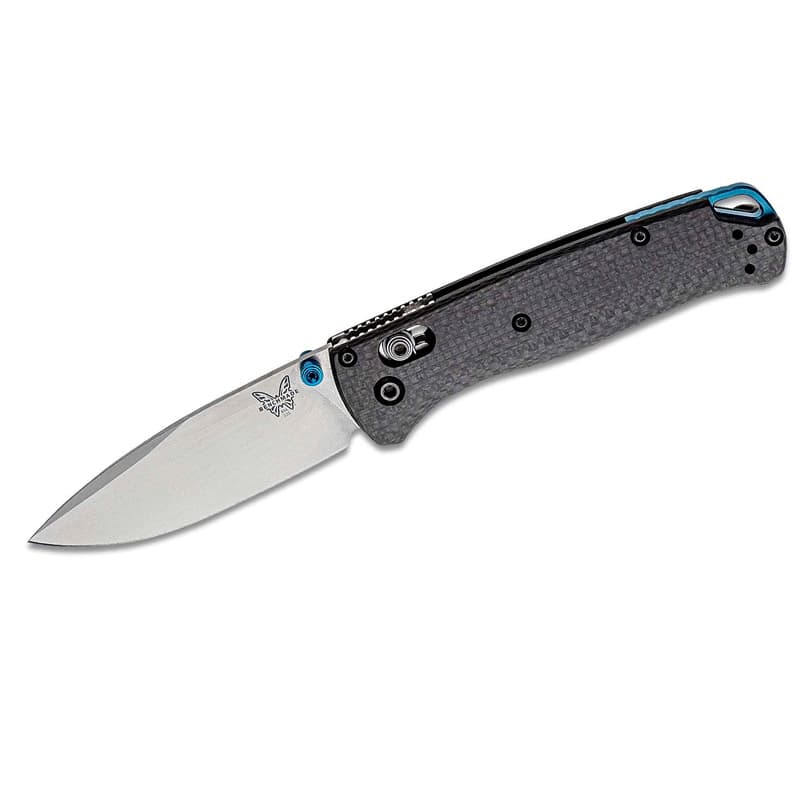Benchmade STE-535-3 Cuchillo plegable Bugout hoja lisa CPM-S90V acero inoxidable 59-61 HRC) de largo 18,95 ,Mango de Acero al carbono con forros de