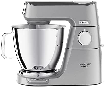 Kenwood Titanium Chef Baker XL KVL85.004SI, Robot de Cocina con Balanza Incorporada, Mezclador K, Tazón Dúo, Gancho Amasador, Varilla para Batir,