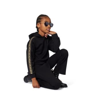 Michael Kors para niña. R30478 Sudadera MK negro (12Y= 150cm), Casual, Algodón, moda infantil