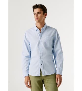 Pepe Jeans para hombre. PM3091203 Camisa Pavel azul (XS), Casual, Algodón, Manga larga