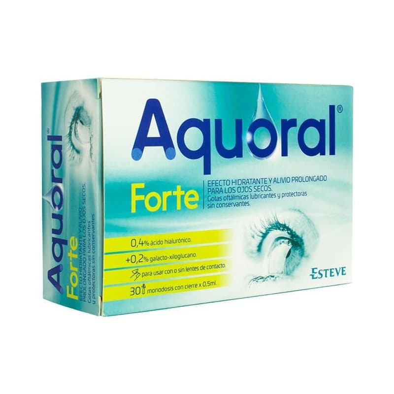 Aquoral Forte Gotas Oftalmicas Lubricantes, 30 Monodosis.
