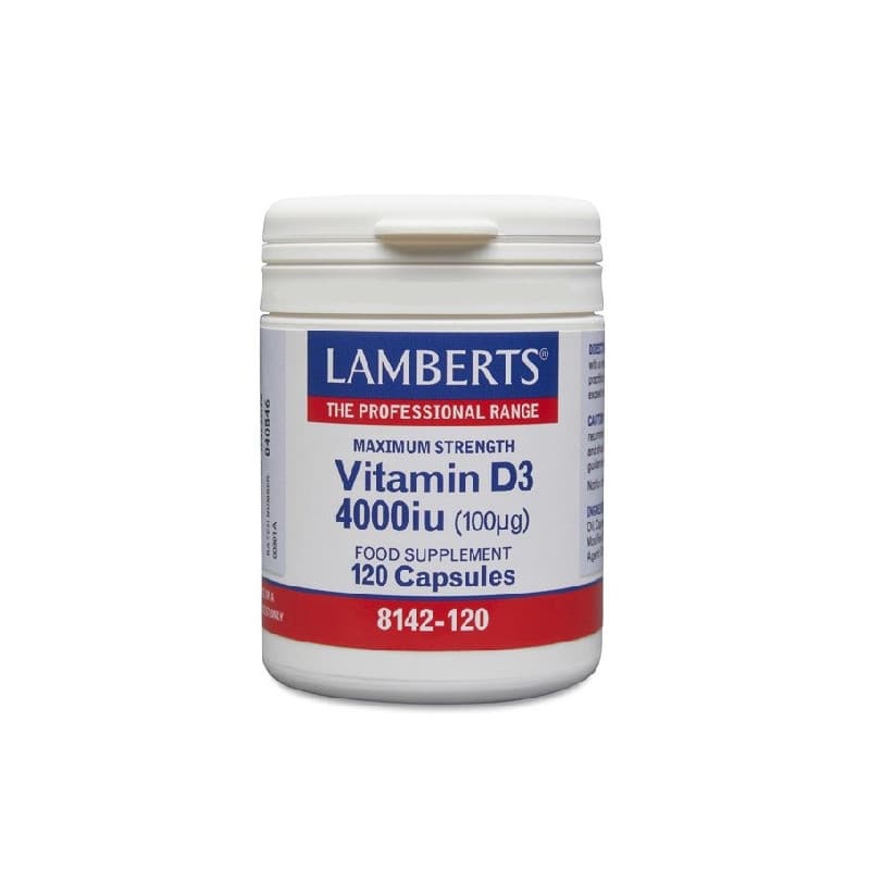 LAMBERTS Vitamina D3 4000UI (100 µg) colecalciferol, 120 cápsulas