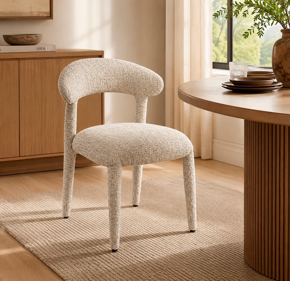 Silla tapizada beige Nieda