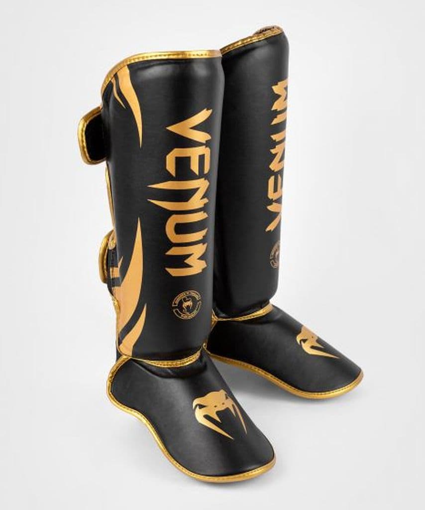 Espinilleras de Muay Thai Venum Challenger Standup Negro-Oro