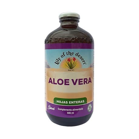 Lily of the desert zumo aloe vera eco hojas enteras 946ml envase cristal