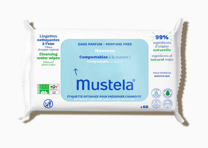 Mustela toallitas al agua de algodon 60 toallitas