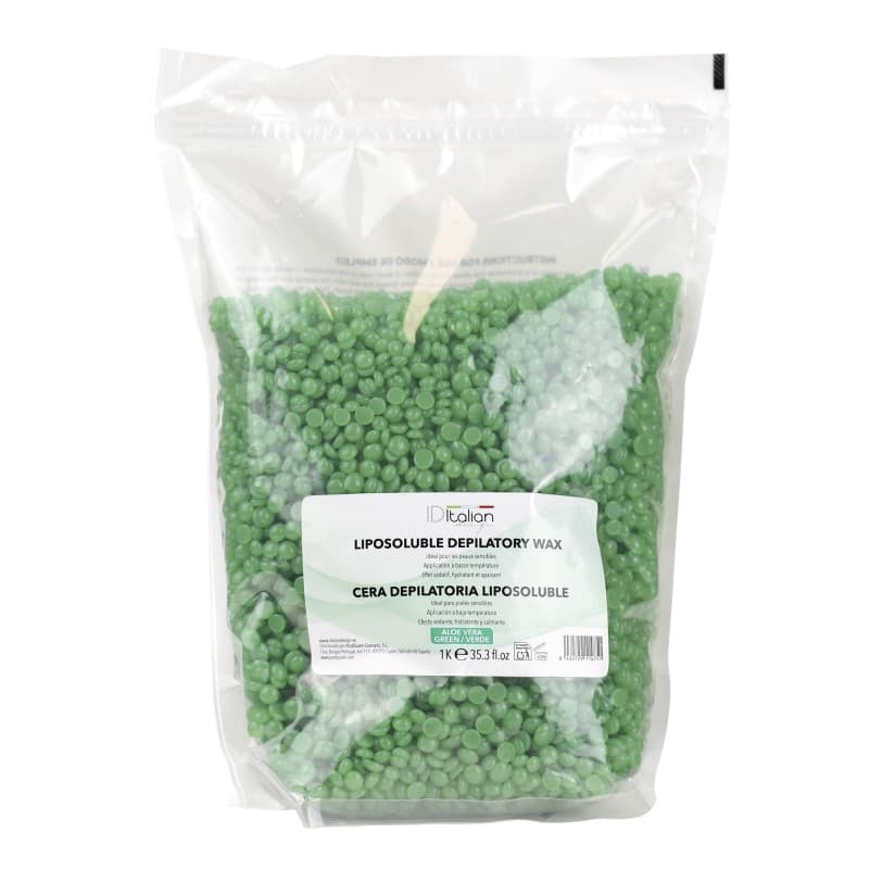 CERA DEPILATORIA EN PERLAS VERDE EN BOLSA DE 1 KG