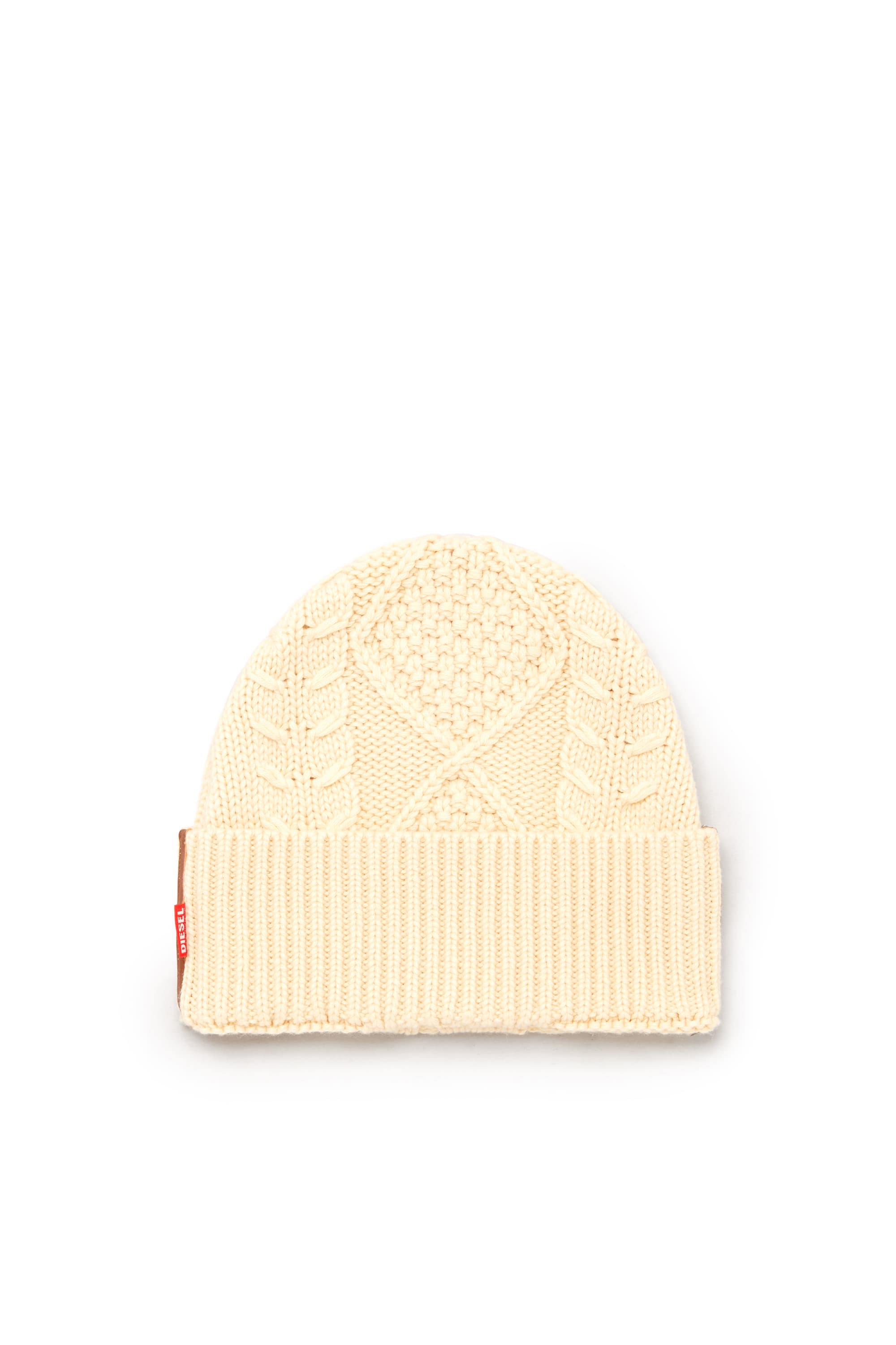 Diesel - Gorro de punto trenzado en lana y algodón - Gorros - Unisex - Blanco