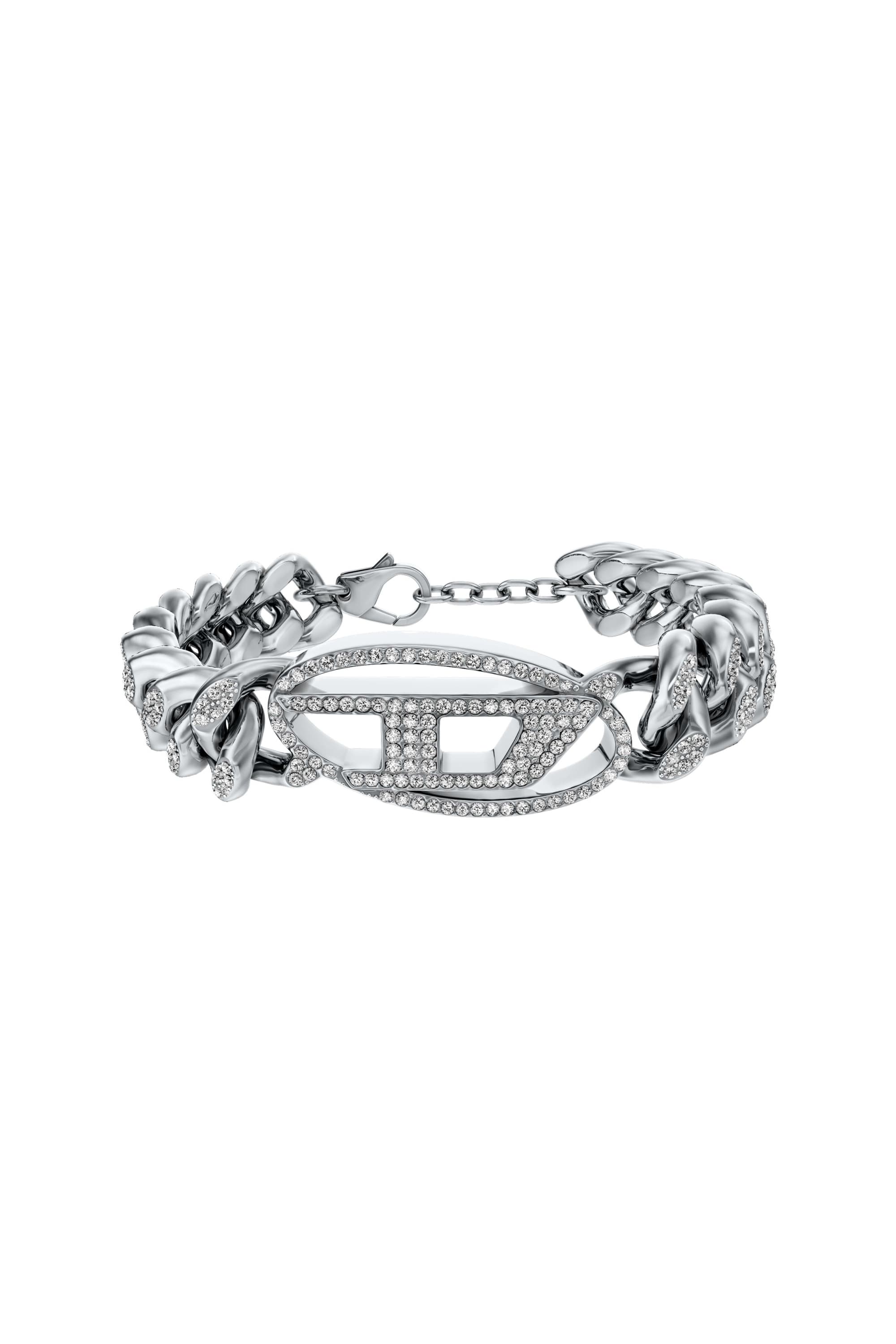 Diesel - Pulsera de cadena Oval D glitz de acero inoxidable - Pulseras - Unisex - Plateado