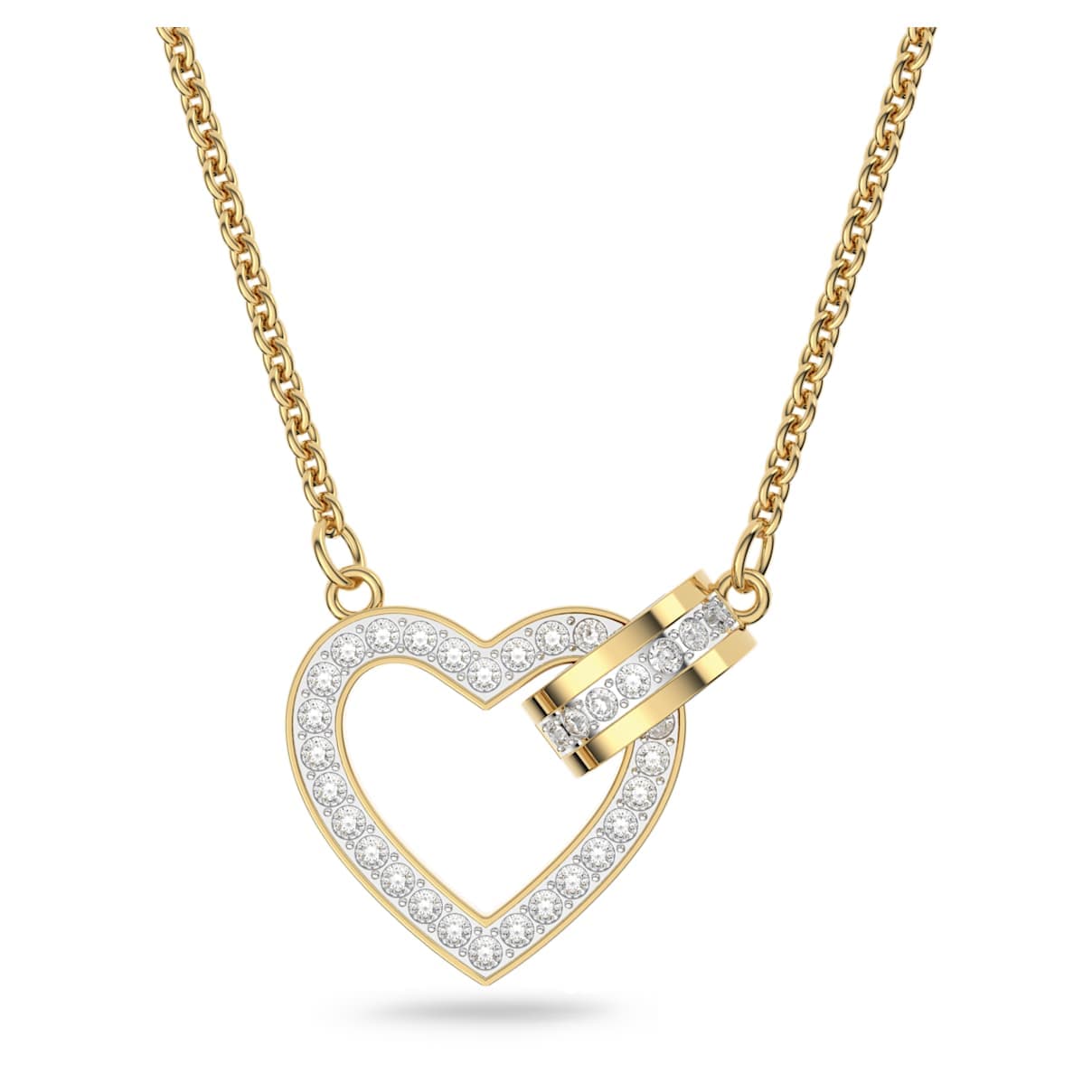 Collar Lovely, Corazón, Blanco, Acabado en oro de 18 quilates