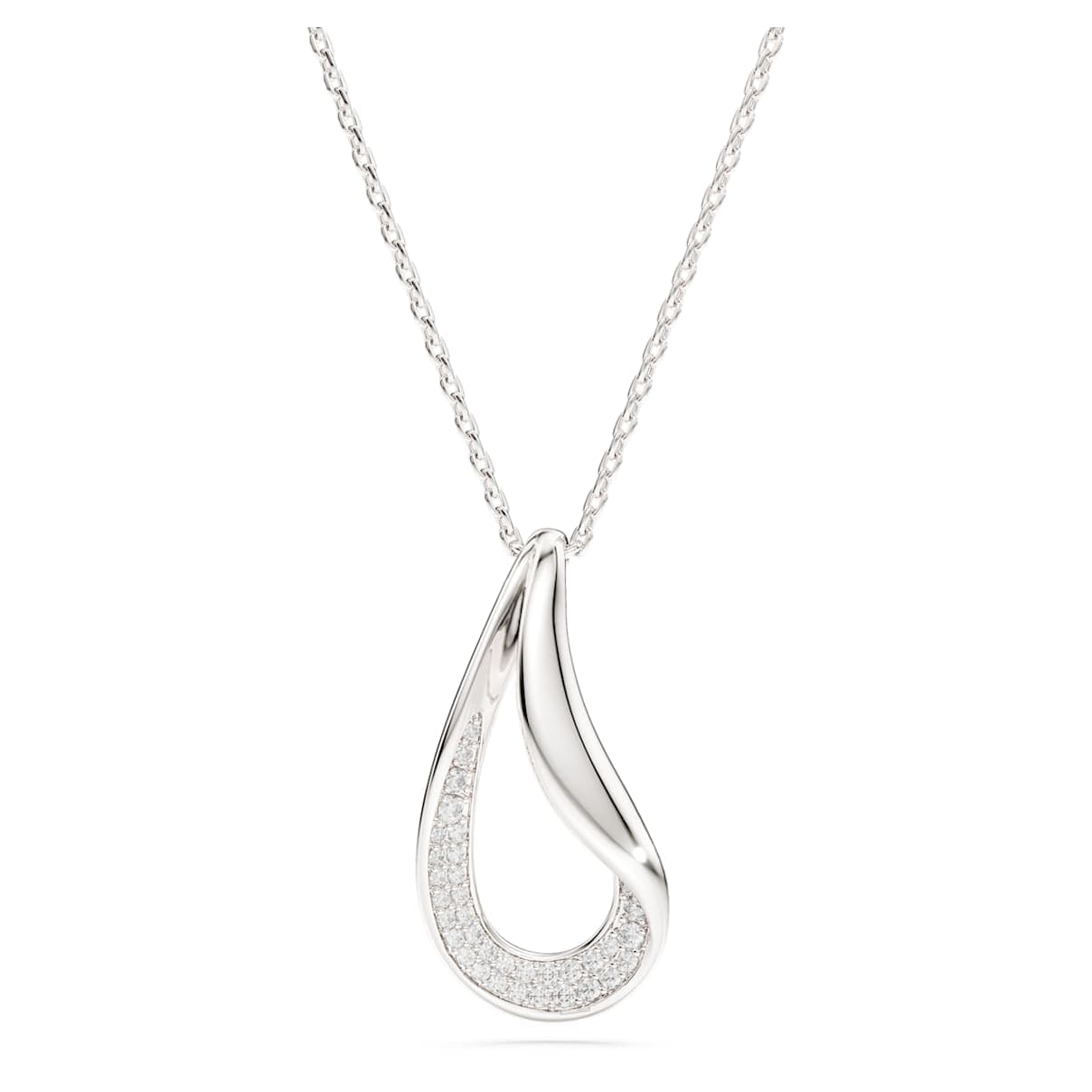 Colgante Swarovski Classica, Talla redonda, Largo, Blanco, Plata de ley