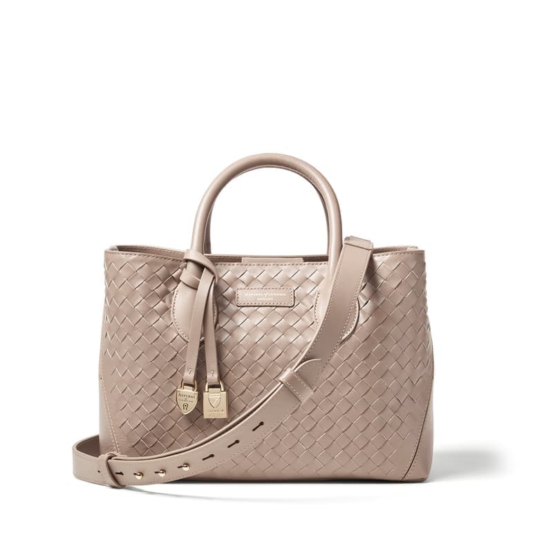 Aspinal of London Midi London Tote in Moleskin Woven Leather