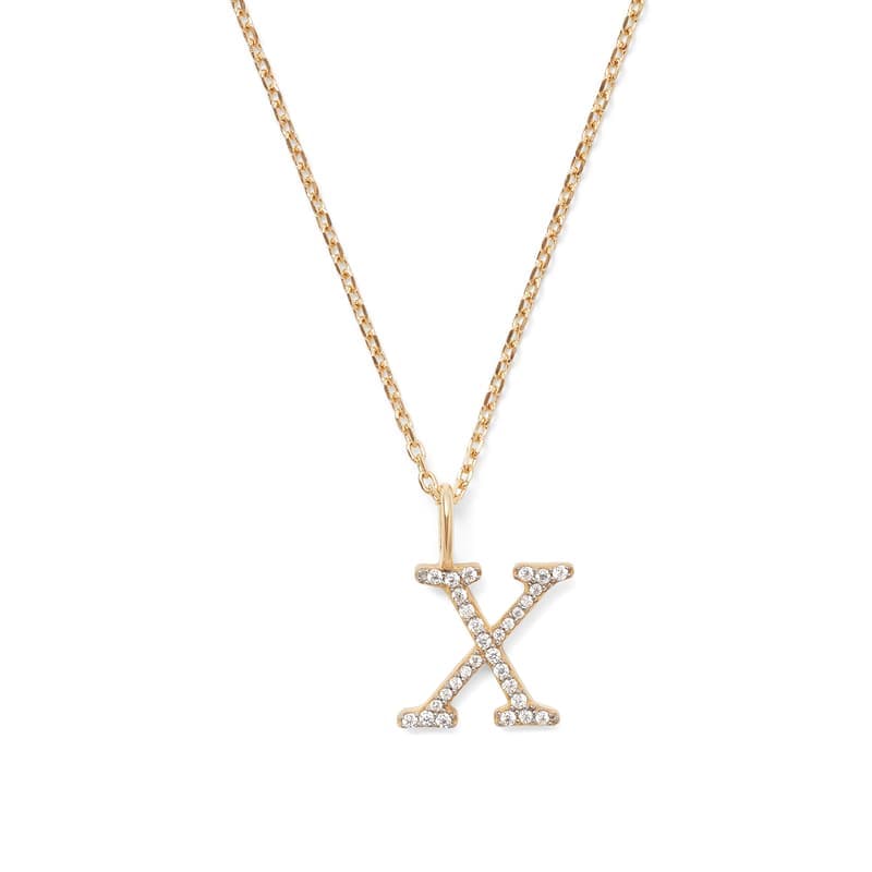 Aspinal of London Diamond Initial Necklace in 14ct Gold - Letter X