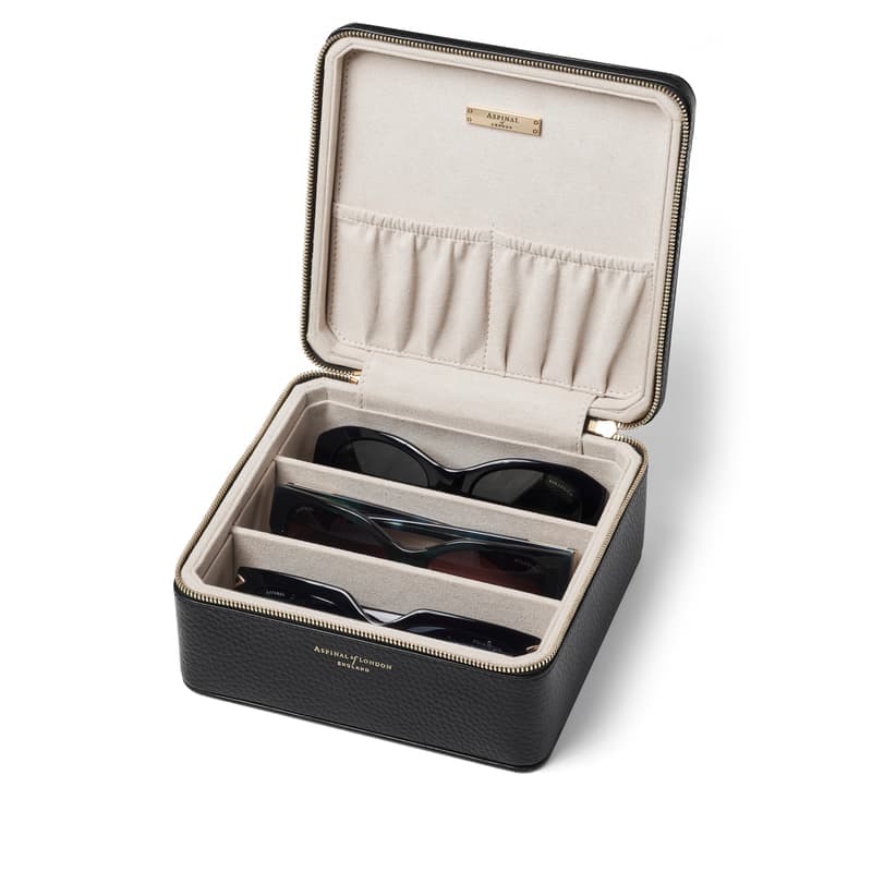 Aspinal of London Travel Sunglasses Case in Black Pebble