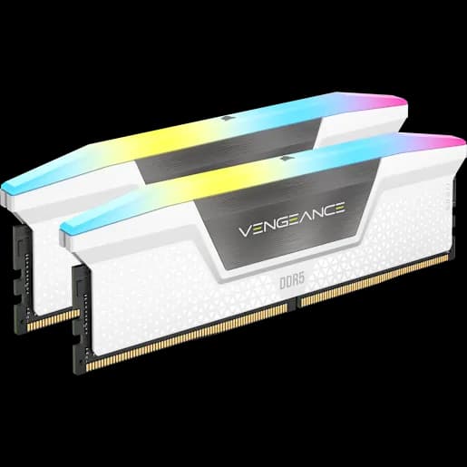 CORSAIR VENGEANCE® RGB 32GB (2x16GB) DDR5 DRAM Up To 6000MT/s CL30 Memory Kit - White