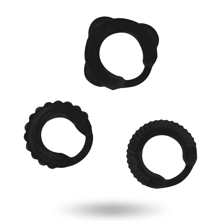 Set 3 anillos para el pene - Opción curvados
