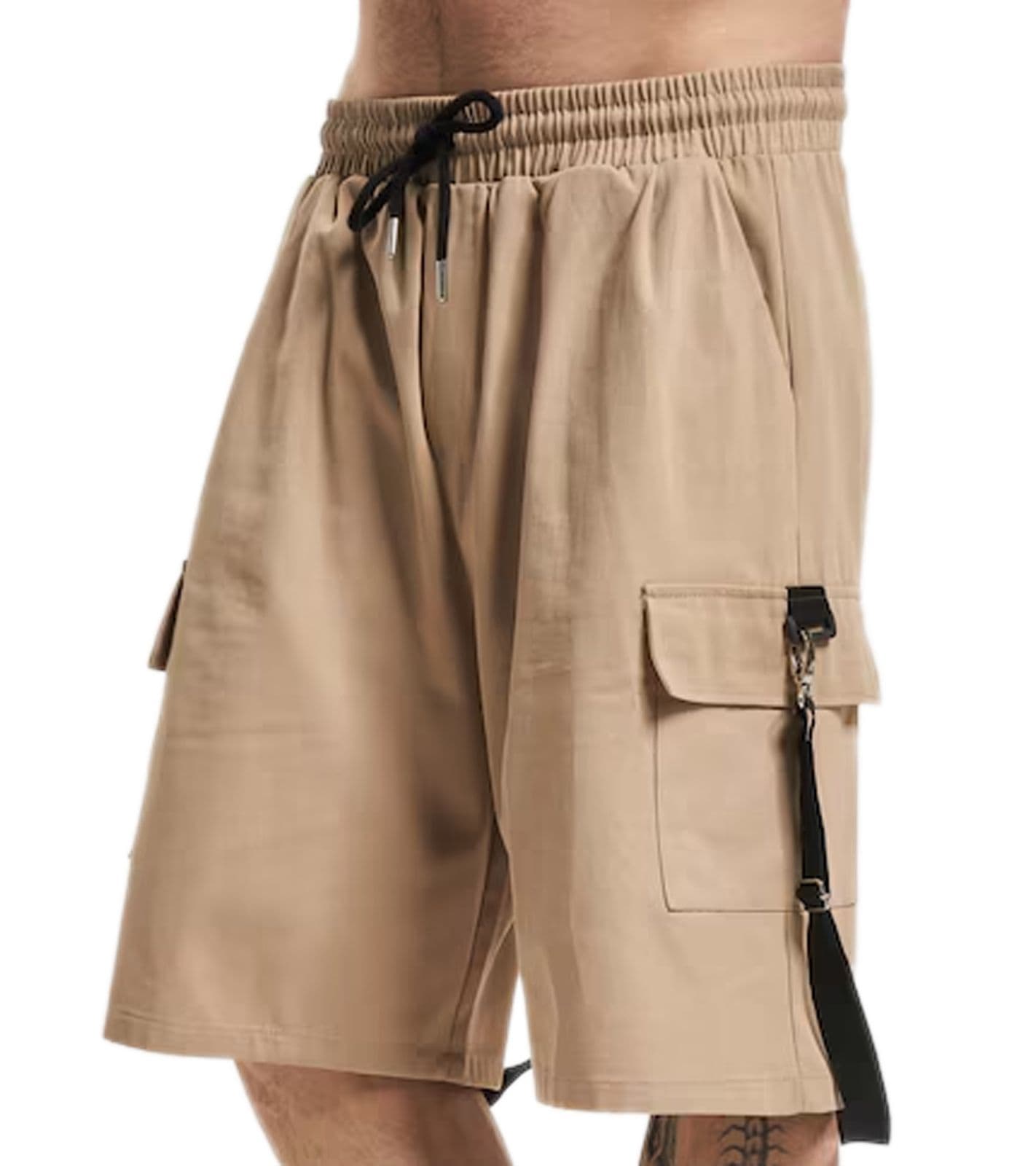 vsct Bermudas para hombre Logan, bolsillos en las piernas con hebillas decorativas, pantalón cargo corto 5643272 beige