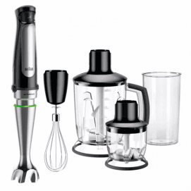 Batidora de mano Braun MQ7045X, 1000W, con accesorios, de pie, varilla inox, inox/negro