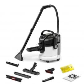 Aspirador sin bolsa Karcher SE 4, 1000W, aspiravapor, lava aspiradora, 3 en 1, depósito 4 litros, blanco y negro