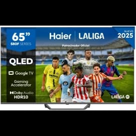 Televisión QLED Haier H65S80FUX, S80 Series, 65 pulgadas, 4K Ultra HD, Google TV, 120 Hz, negro