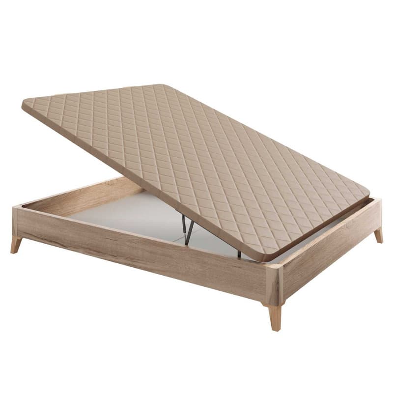 Cama dobrável de madeira com pés, respirável, 34,5 cm de altura 180x190cm Cmabrian