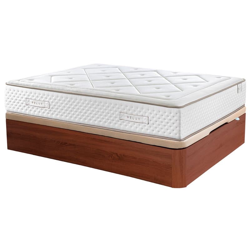 Colchón muelles ensacado Gaviota Oro 31 cm visco-grafeno + Canapé Abatible Relax 3D gran capacidad altura 32 cm 90x190 cm Cerezo