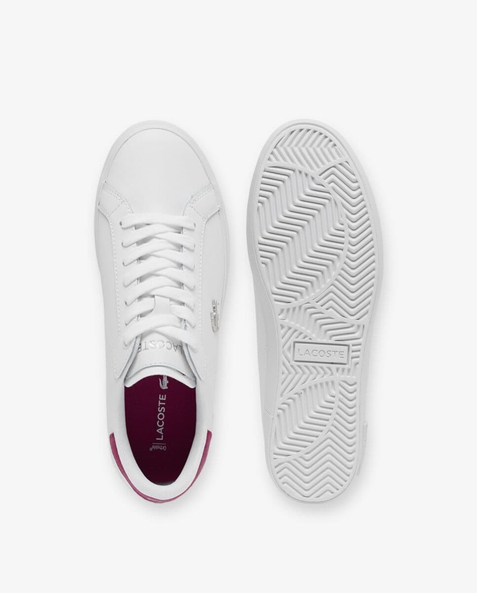 Lacoste - Zapatillas Powercourt de piel de mujer en blanco.