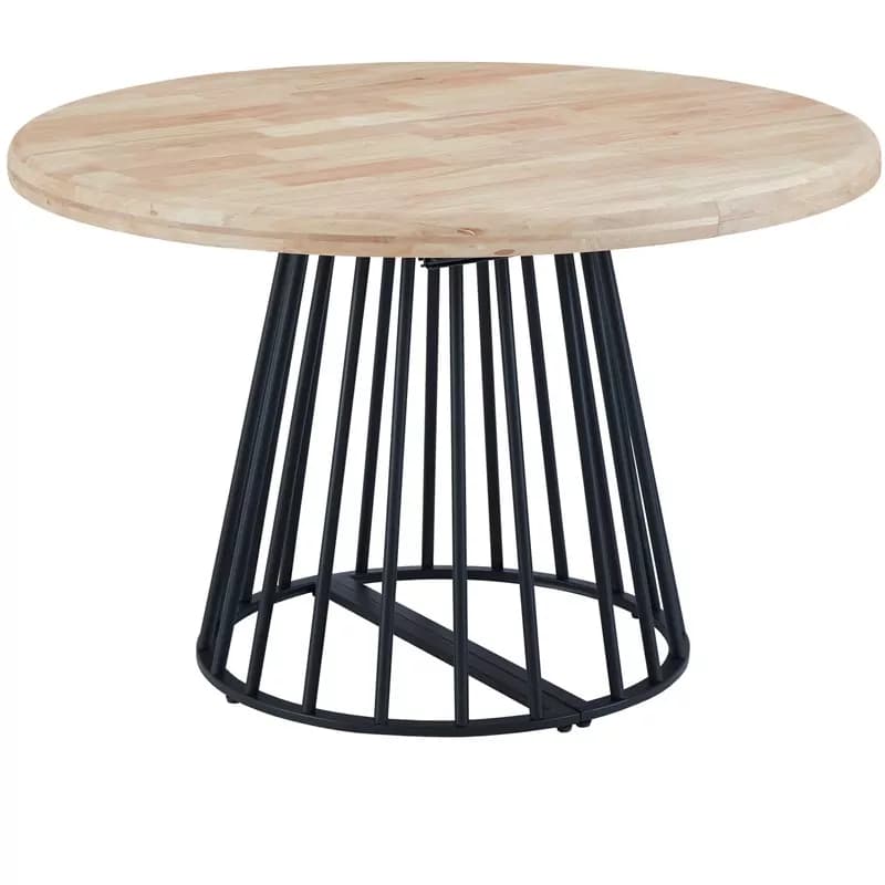 Mesa comedor extensible redonda madera metal negro