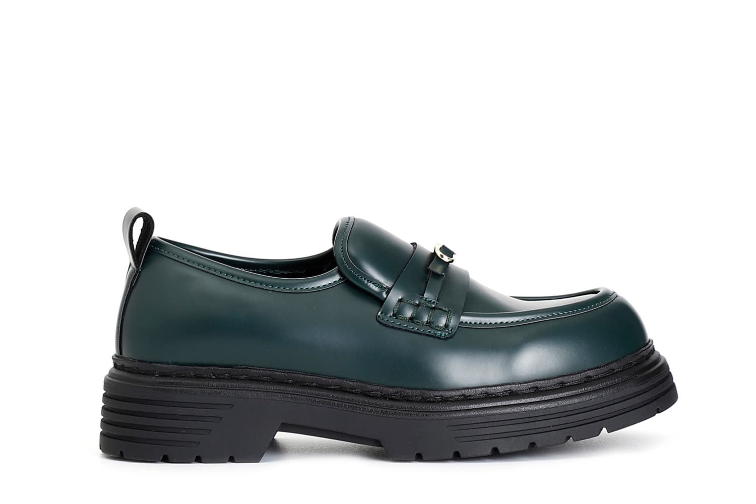 mocasín de mujer en símil piel cepillada. green 40