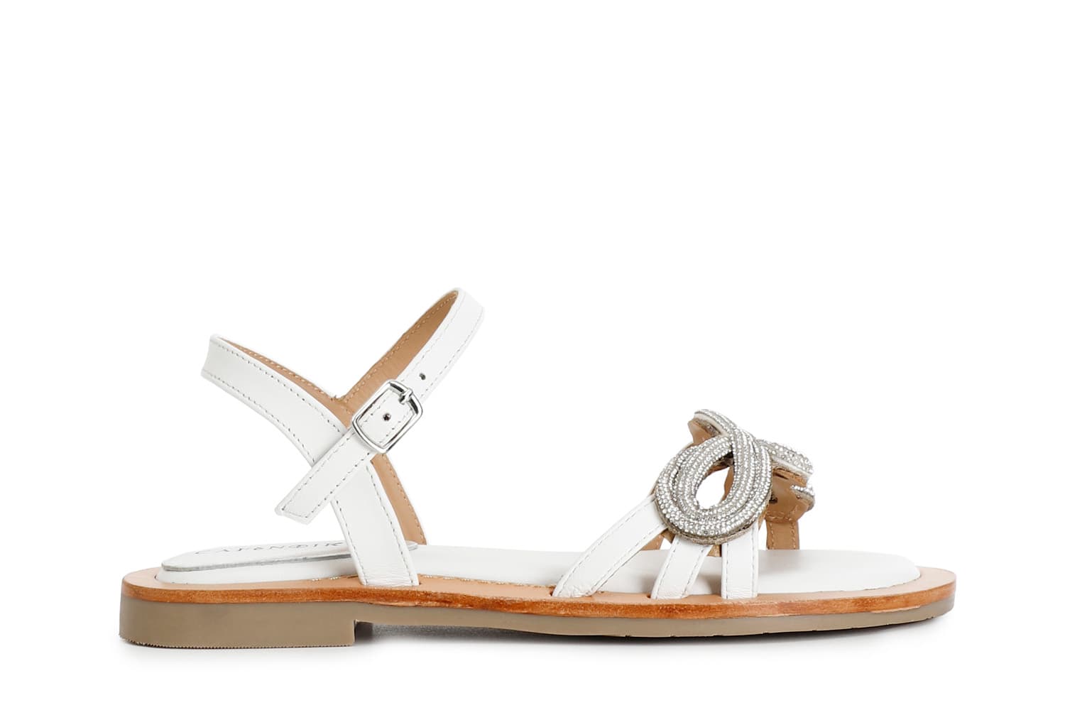 sandalias gilda de napa con accesorio de pedrería white 36