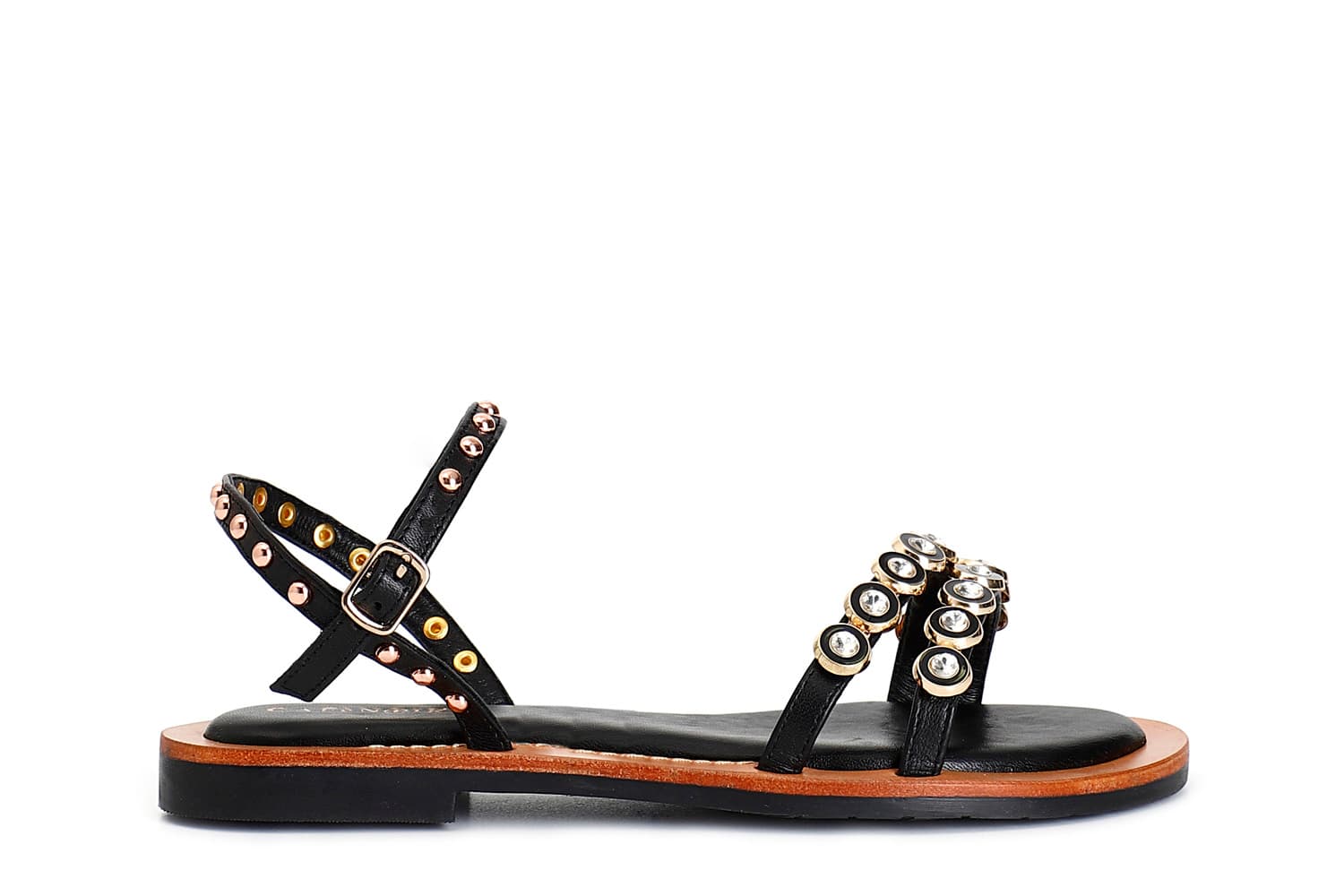 sandalias guild de napa con complementos. black 36