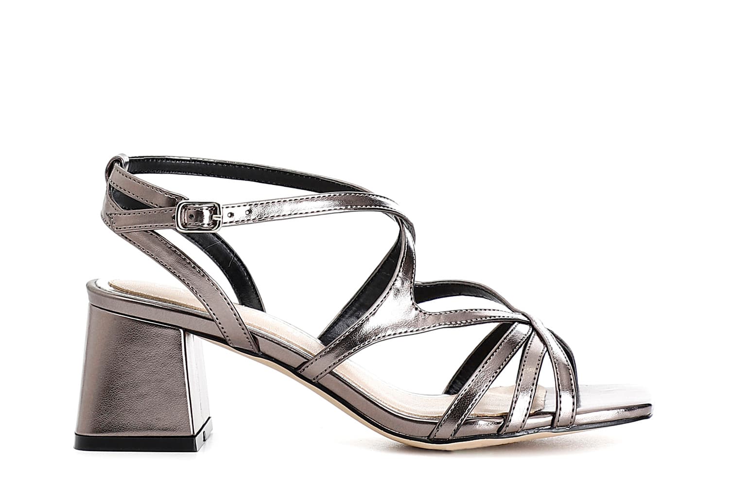 sandalias efecto laminado y cordones cruzados anthracite 36