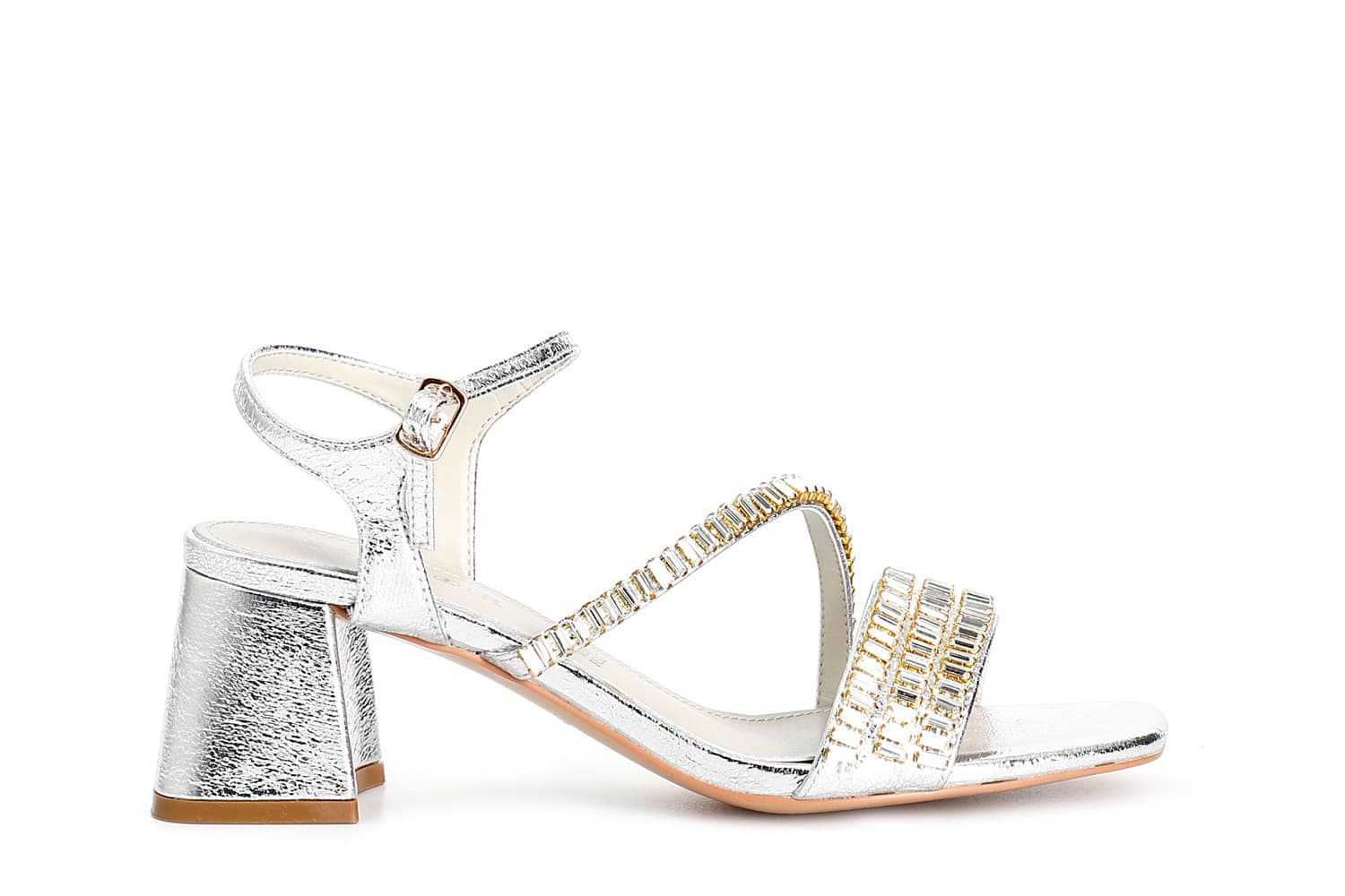 sandalias guild con pedrería. silver 37