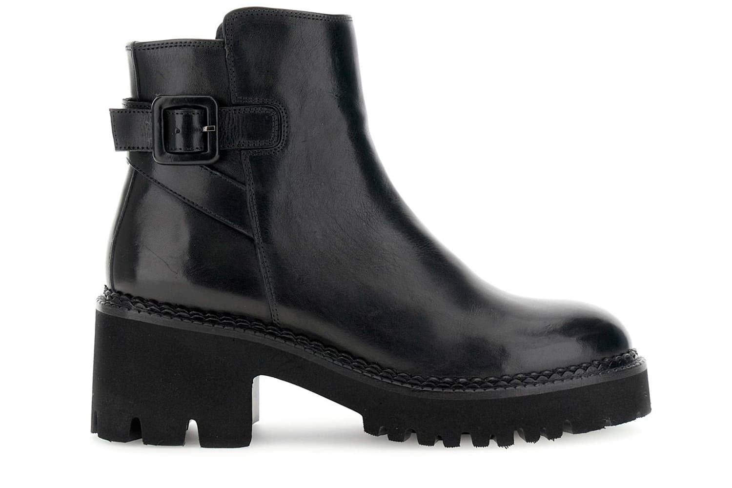 botines de piel con hebilla black 38